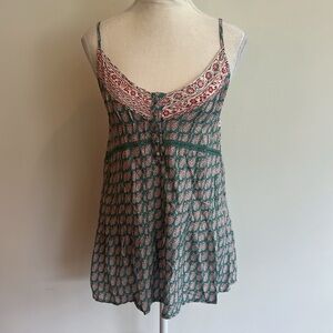 POL Red and White‎ Smocked Camisole Top